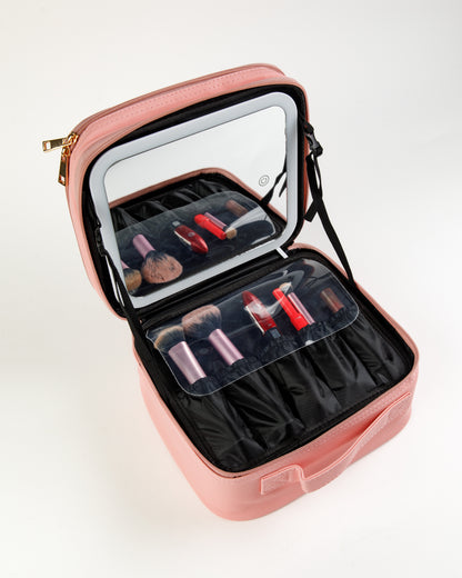 Premium Travel Makeup Organizer Case with LED Mirror