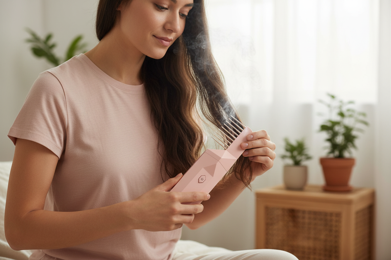 Using Hair Bukhoor Device on hair sections