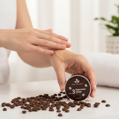 Woman using Pure Organics plastic pot 1